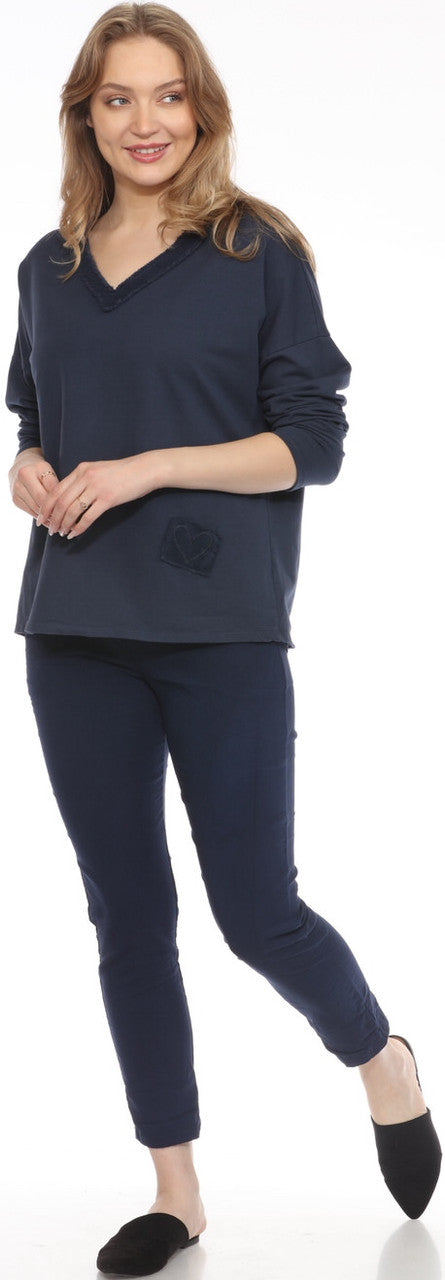 V-Neck Blue Top