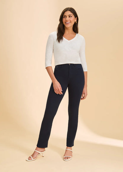 3/4 Sleeve V-Neck Top- White