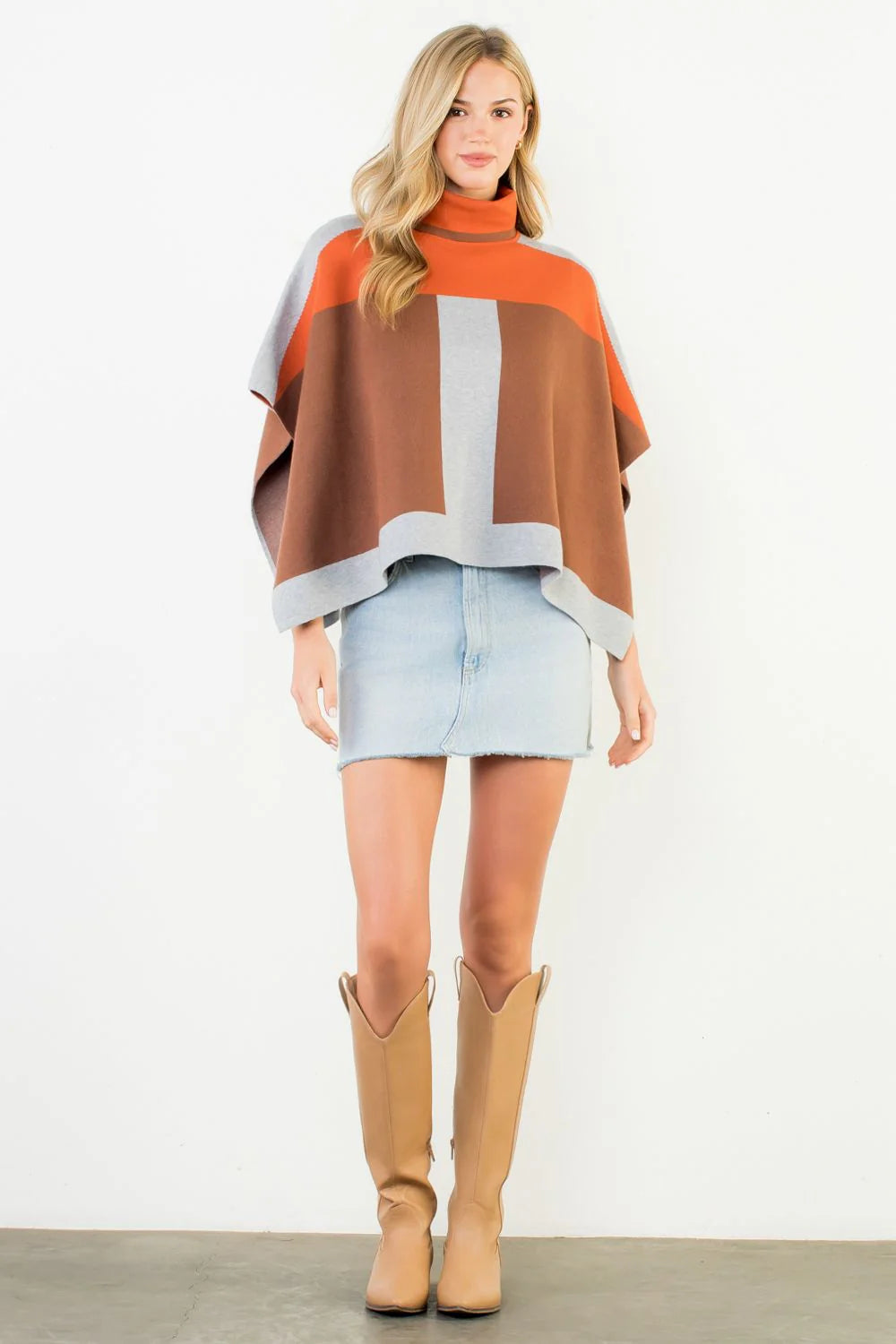 Colorblock Poncho