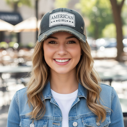American Girl Distressed Trucker Hat Baseball Cap