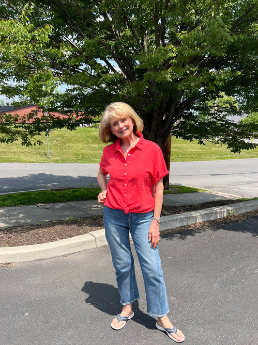 Short Sleeve Roll Shirt - Poppy Red