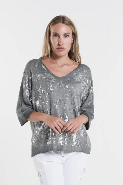 Darlene Chevron Splatter Knit Sweater