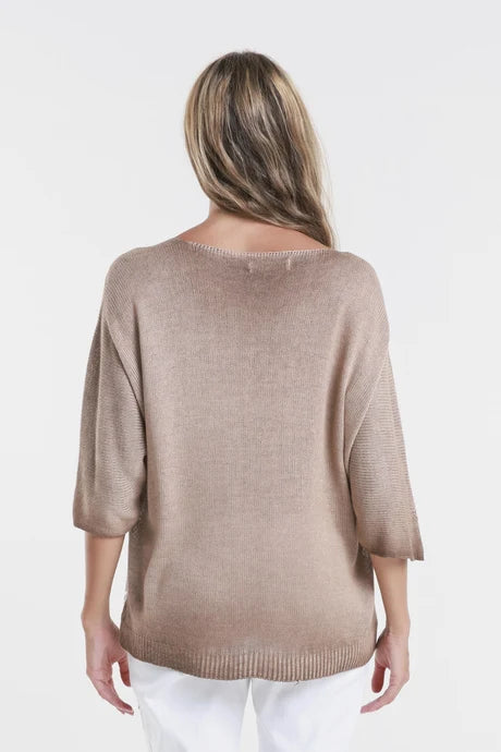 Darlene Chevron Splatter Camel Knit Sweater