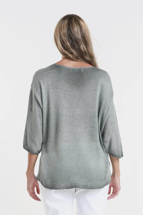 Darlene Chevron Splatter Army Knit Sweater
