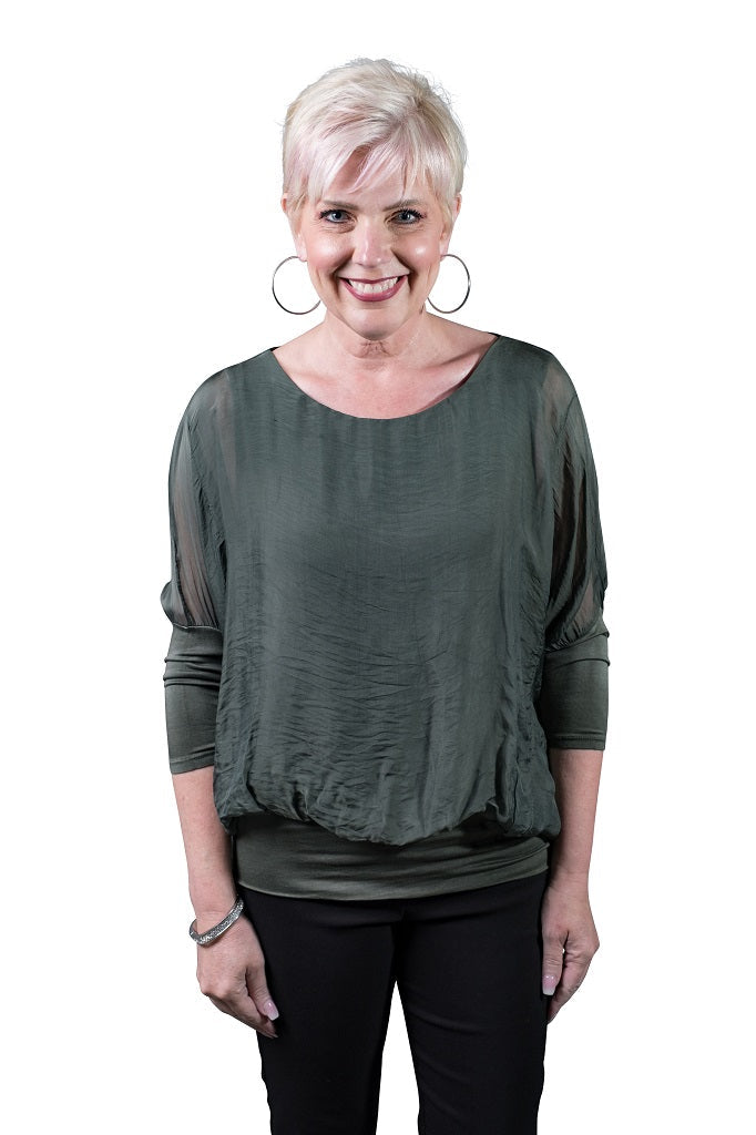 Rosa Silk Army Banded Blouse