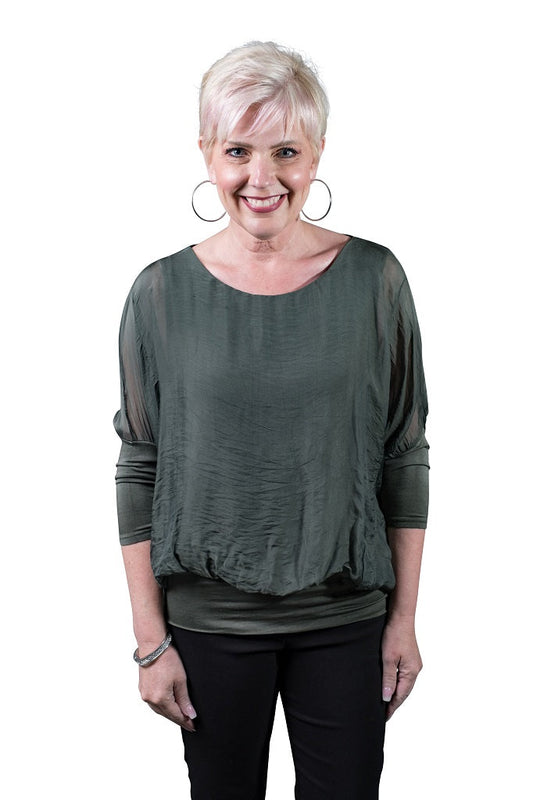 Rosa Silk Army Banded Blouse