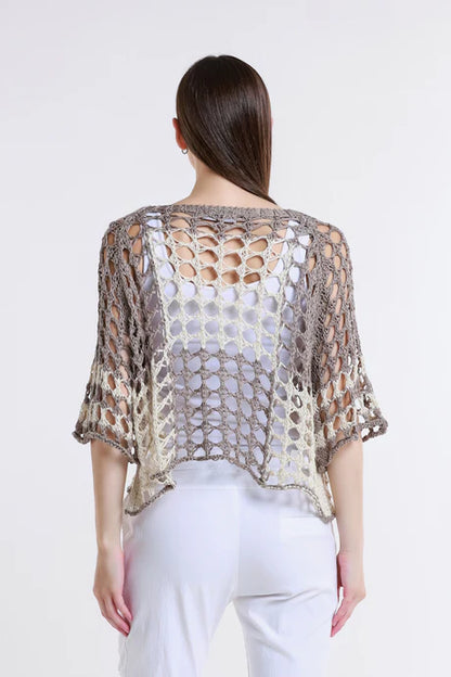 Doris Ballet Slv 2 Tone Square Knit Taupe/Sand