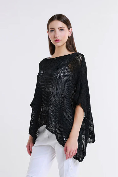 Jean Elbow Slv Open Bar Knit Top