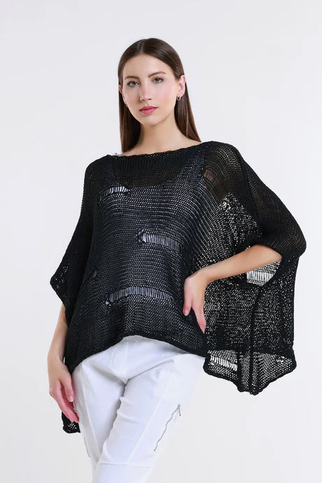 Jean Elbow Slv Open Bar Knit Top