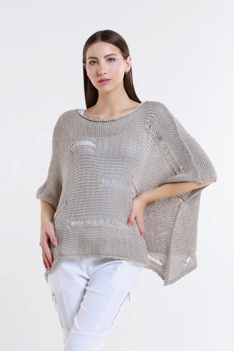 Jean Elbow Slv Open Bar Knit Top