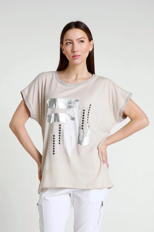 Vanya Abstract Short Sleeve Applique T-Shirt