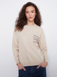 Sequin Pocket Crew Neck Sweater