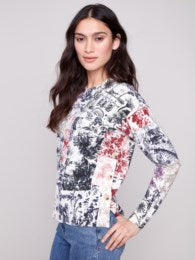 Floral Collage Knit Pullover