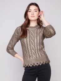 Metallic Cable Knit Sweater