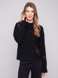Mock Neck Floral Soutache Sweater
