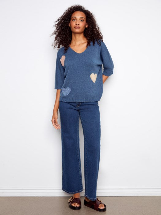 Heart Jacquard Dolman Sweater