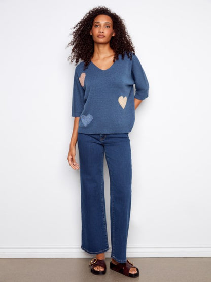 Heart Jacquard Dolman Sweater