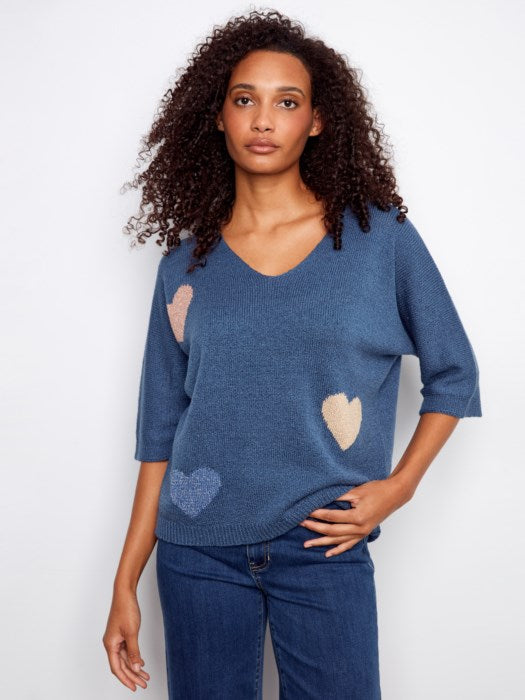 Heart Jacquard Dolman Sweater