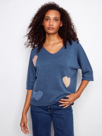 Heart Jacquard Dolman Sweater