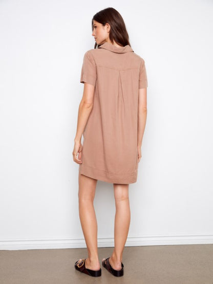 Collared V-Neck Tencel Dress