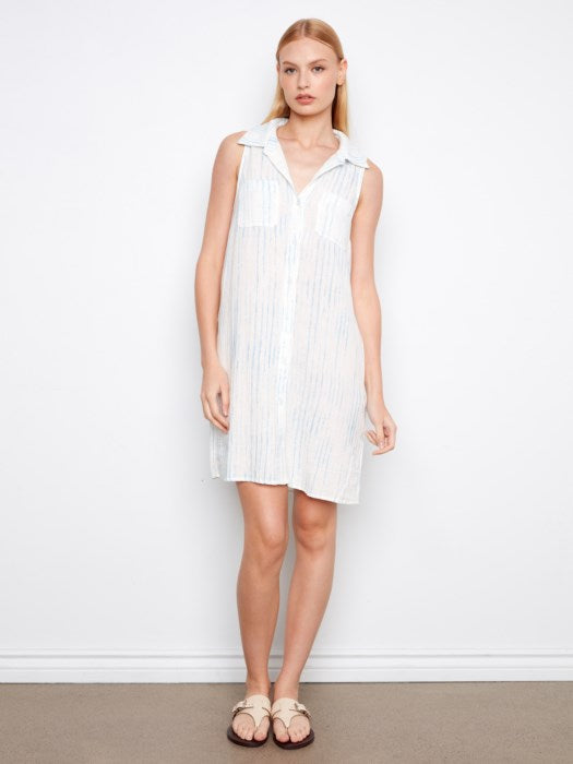 Printed Sleeveless Shirt Dress