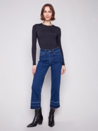 Flare Leg Jeans With Fringed Hem