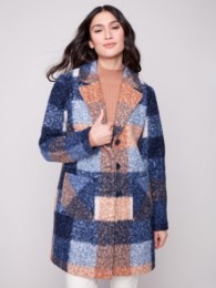 Plaid Bouclé Knit Coat