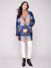 Plaid Bouclé Knit Coat
