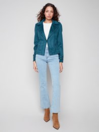 Vintage Faux Leather Jacket With Zipper Details