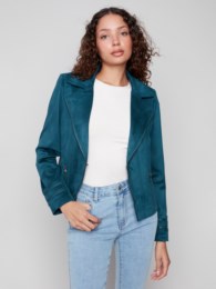 Vintage Faux Leather Jacket With Zipper Details