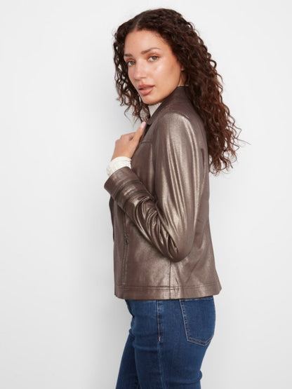 Foiled Vintage Faux Leather Jacket