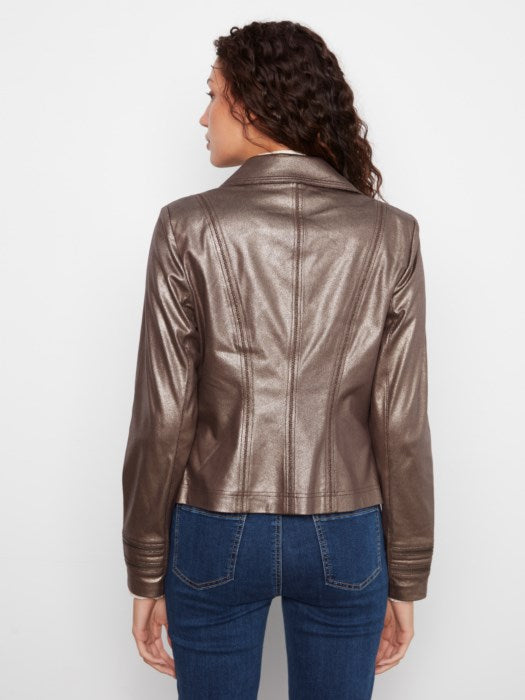 Foiled Vintage Faux Leather Jacket