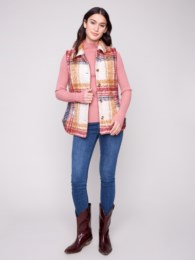 Plaid Bouclé Knit Vest