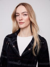 Long Plaid Knit Coatigan