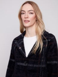 Long Plaid Knit Coatigan