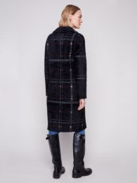 Long Plaid Knit Coatigan