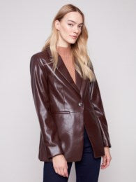 Faux Leather Blazer Cabernet