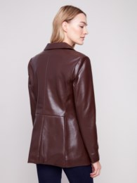 Faux Leather Blazer Cabernet