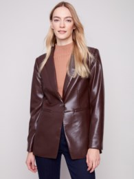 Faux Leather Blazer Cabernet