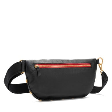 Charles Crossbody lrg Black/Brushed Gold Red Zip