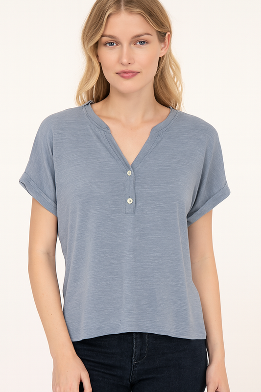 Blue Henley Lounge Top