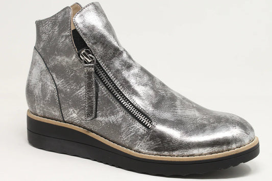 Ohmy Boot Black & Pewter Smudge Leather