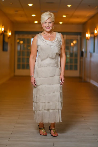 Aleena Silk Maxi Ruffle Dress