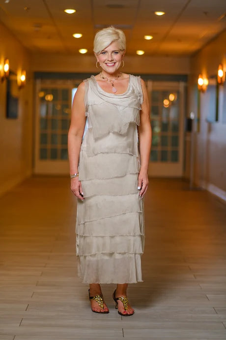 Aleena Silk Maxi Ruffle Dress