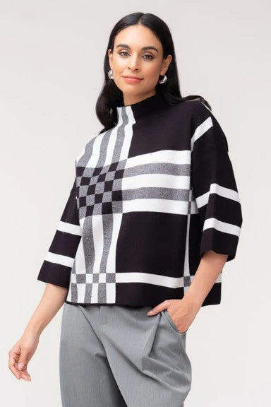 Black & White Geometric Statement Sweater