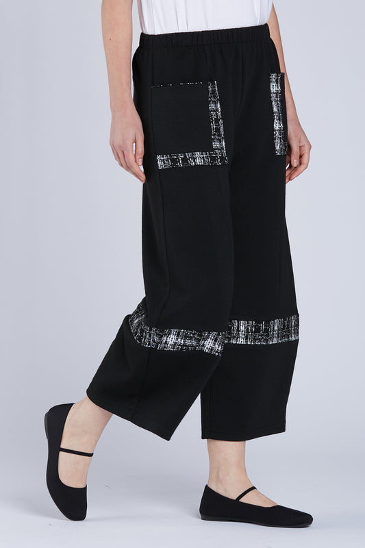 Black/Plaid Contrast Pants