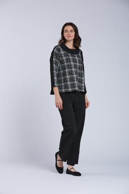 Black/Plaid Cowl Tunic