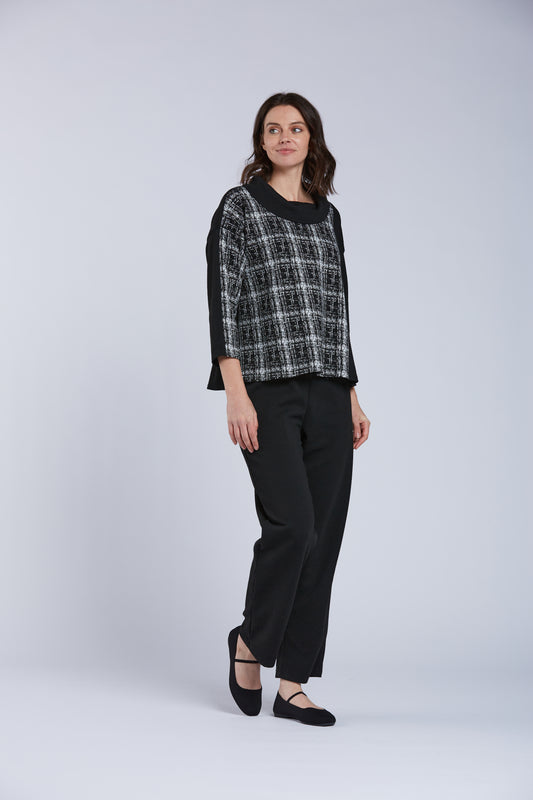 Black/Plaid Cowl Tunic