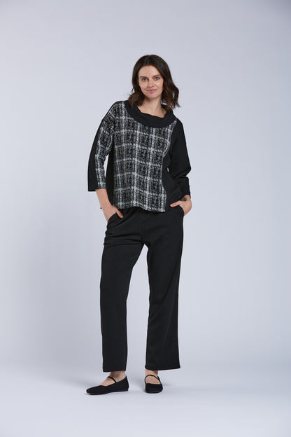 Black/Plaid Cowl Tunic