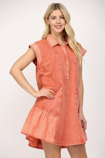Dusty Orange Mixed Media Dress